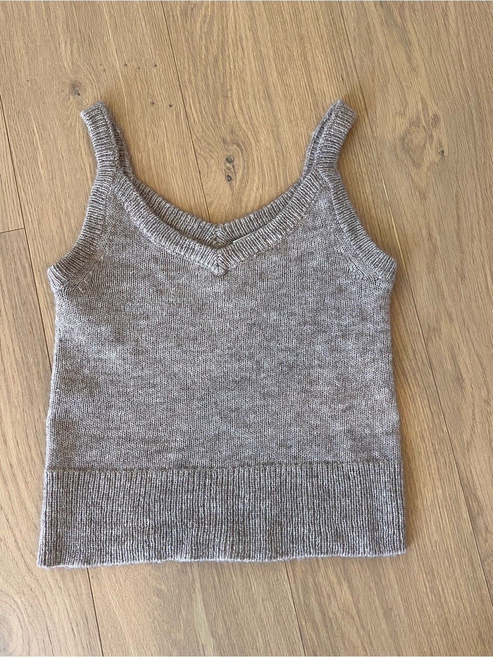 Joie Heathered Taupe V-Neck Wool Knit Sweater Tank XS